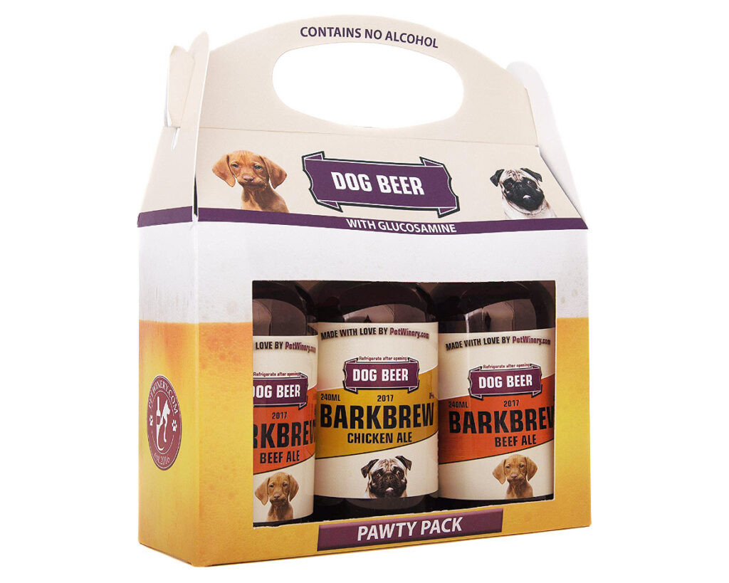 BarkBrew Pawty Pack features a variety of dog safe "ales" - including Chicken and Beef flavors.