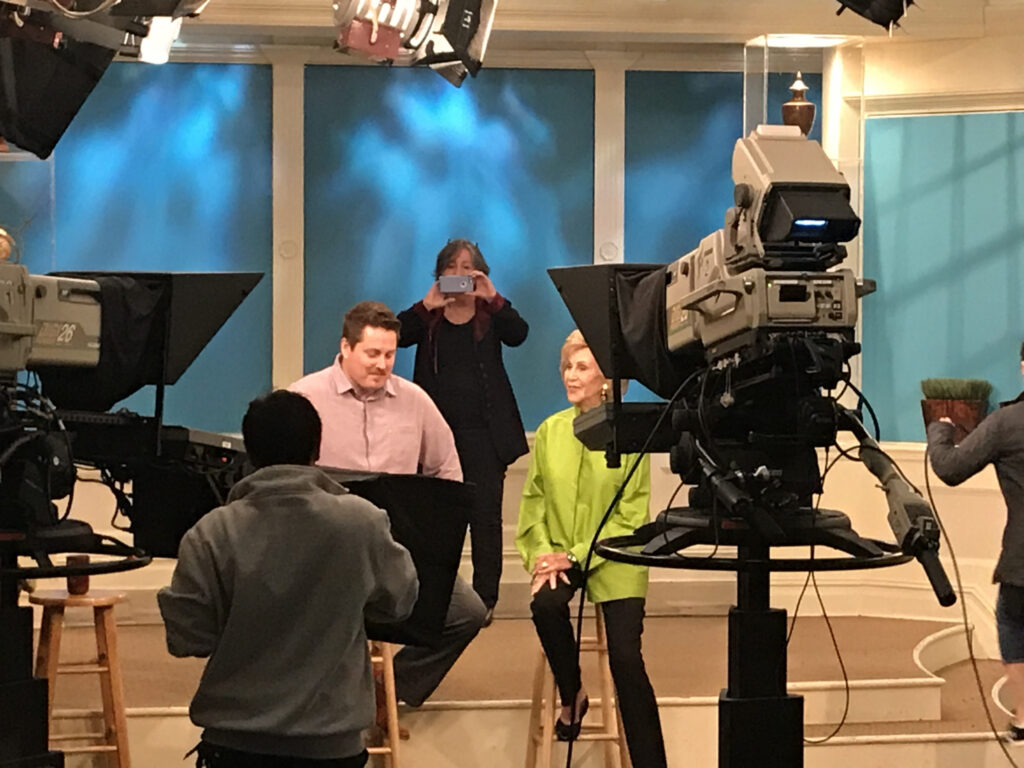 J.B. Shepard and Rhea Feikin on the set of Artworks MPT