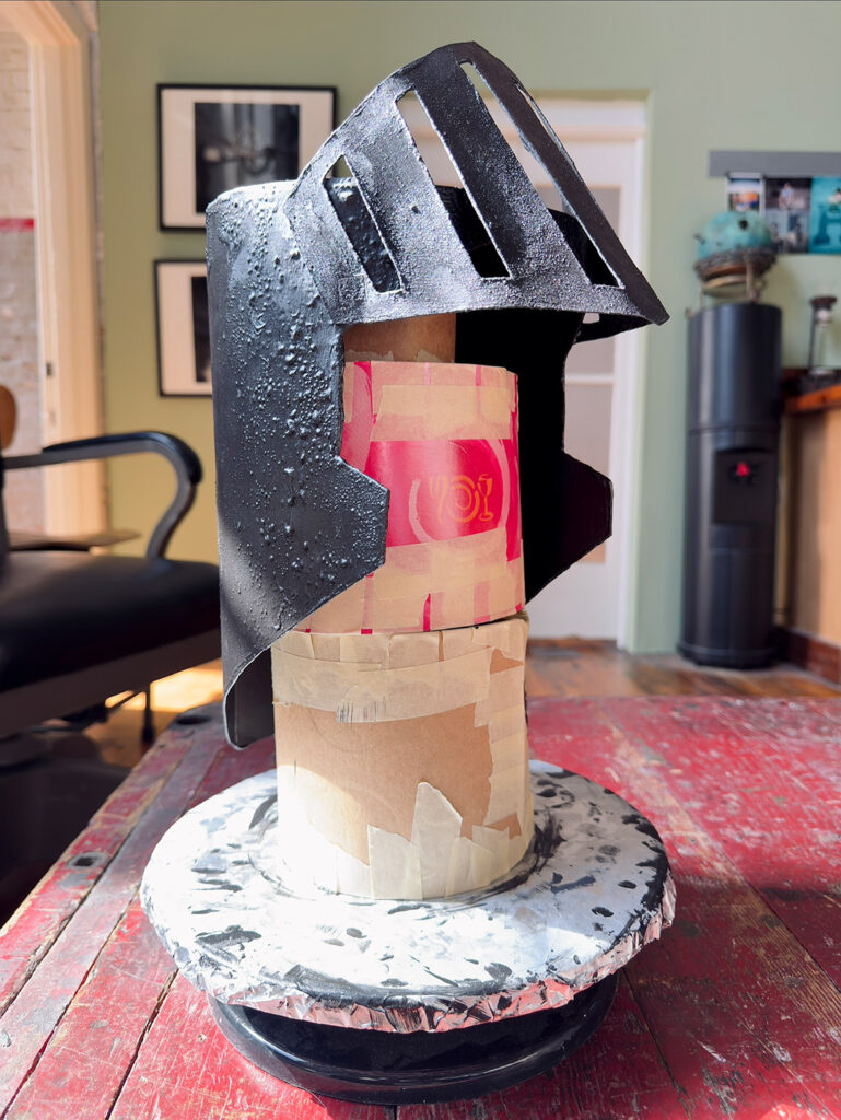 Early build of an original dog costume design by celebrity pet photographer, J.B. Shepard